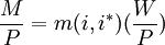 /frac{M}{P}=m(i,i^*)(/frac{W}{P})