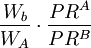 /frac{W_b}{W_A}/cdot/frac{PR^A}{PR^B}