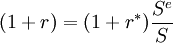 (1+r)=(1+r^*)/frac{S^e}{S}