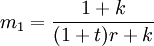 m_1=/frac{1+k}{(1+t)r+k}